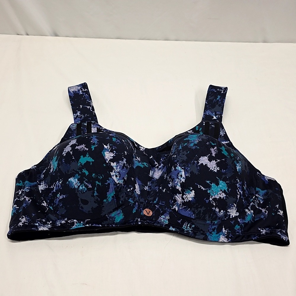 Livi Sports Bra Womens 42DDD Blue Abstract High Impact Full Coverage Activewear